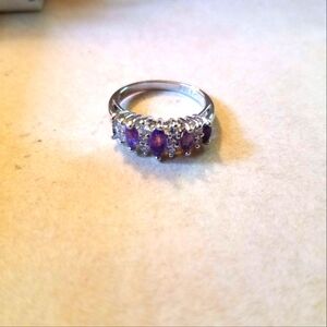 Elegant Sterling Silver and Purple Women's Ring